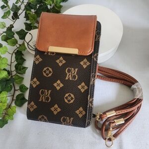 CM Monogram Brown and Tan Wallet Crossbody Cell Phone Case MWT